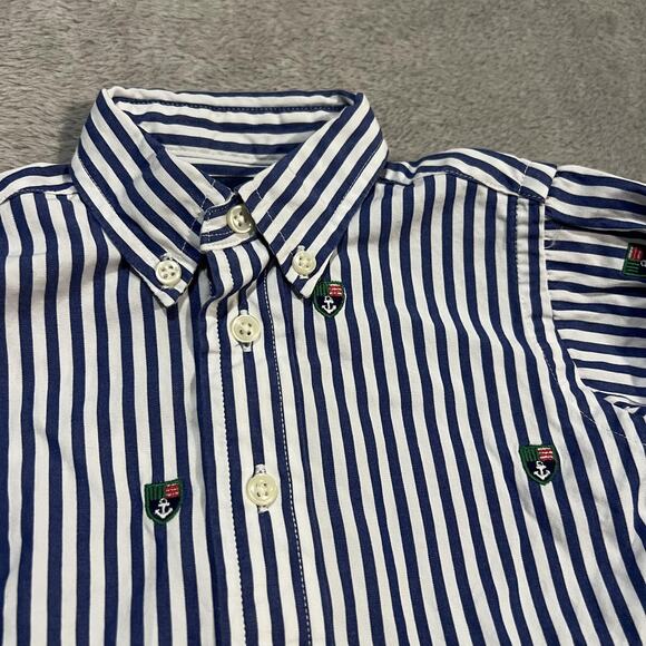 Ralph Lauren Shirt Boys 9 Months Long Sleeve Button Down Striped Anchor - Picture 3 of 5